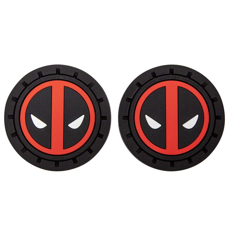 Plasticolor 001965R01 Marvel Comics Deadpool Auto Car Truck SUV Cup Holder Coaster 2-Pack - Image 1